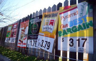 Cigarette ads on fence