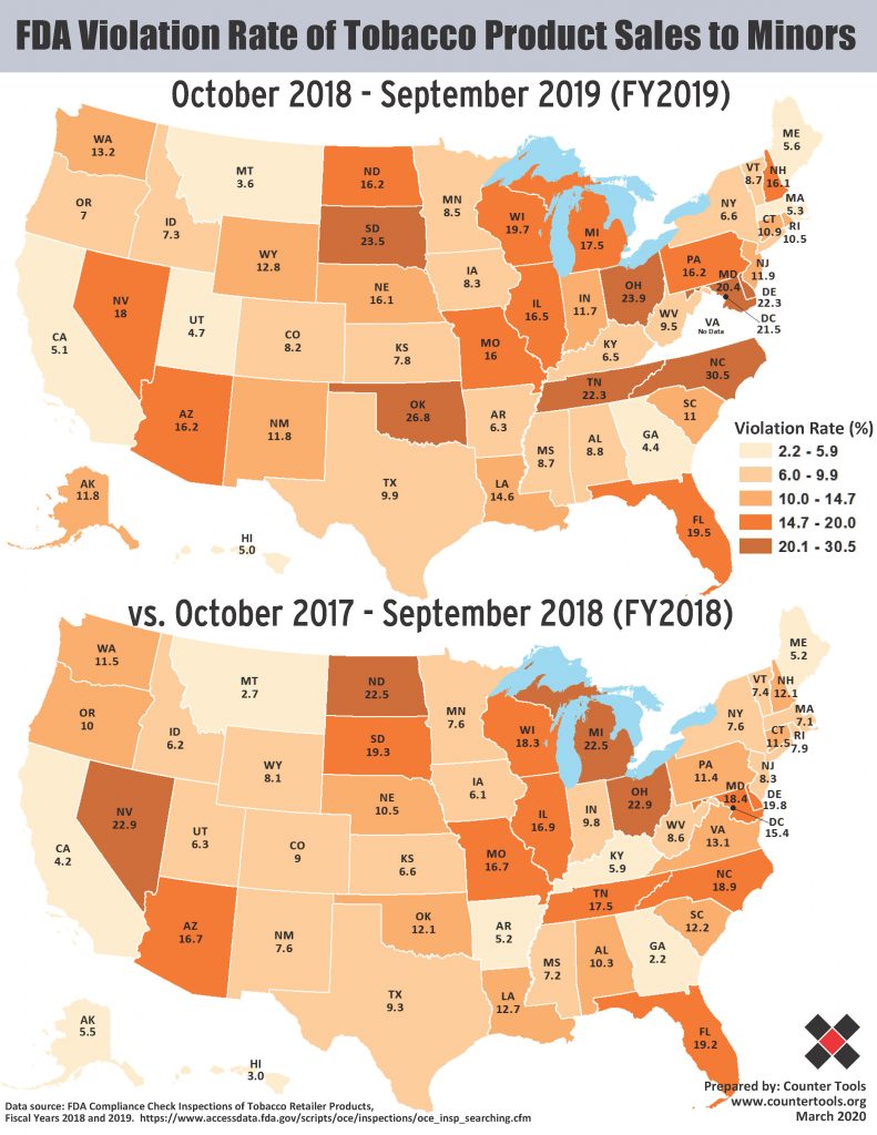 FDA Violation Rate State Level map