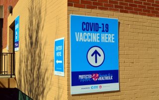 COVID vaccine clinic sign