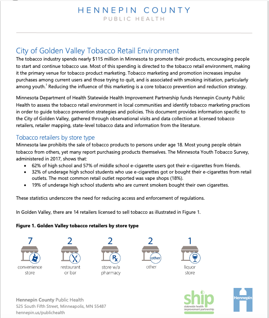 Golden Valley tobacco retail environmentreport