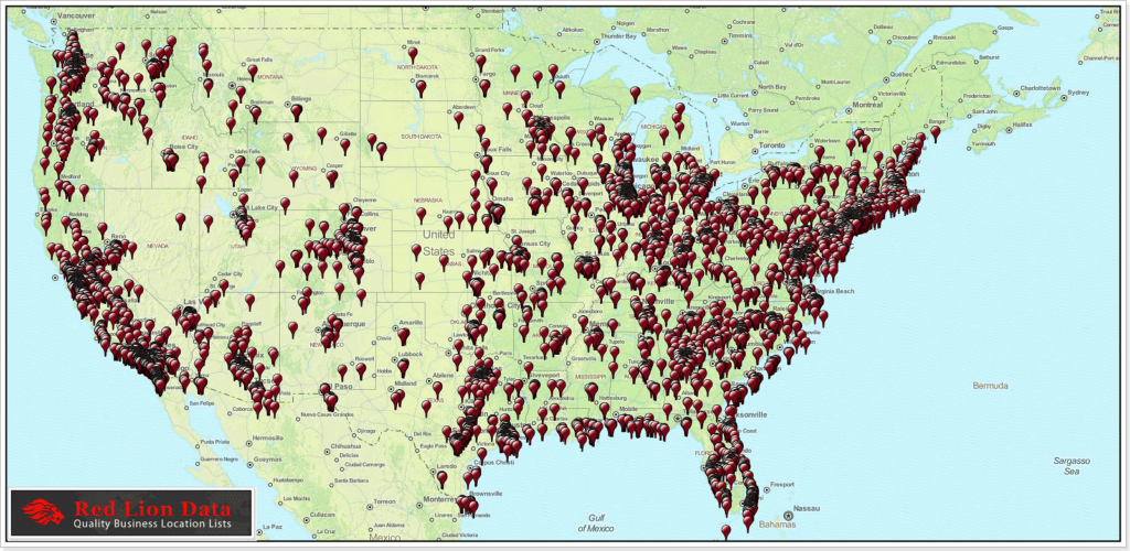 Map of Starbucks locations